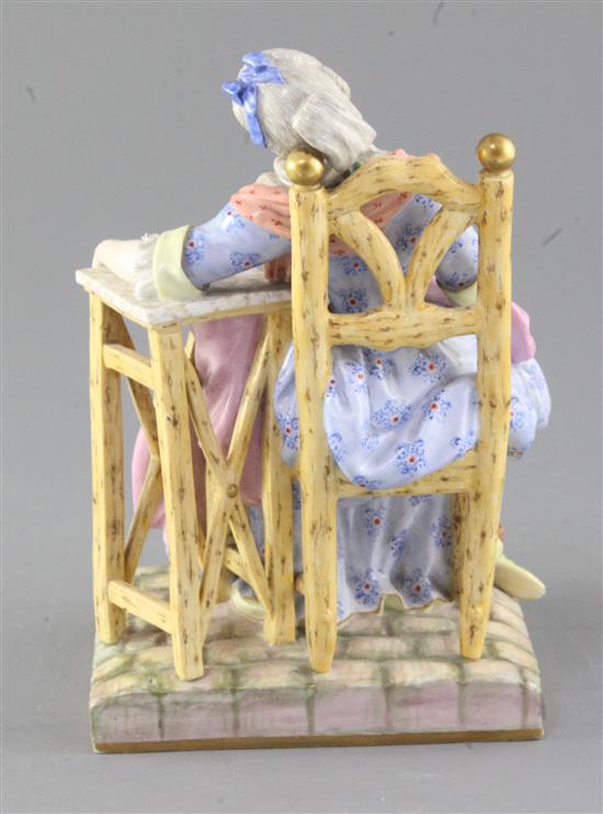 A Meissen seated figure of Sleeping Louise, 19th century, height 18.5cm, right arm repaired